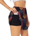 thumbnail image 2 of Bixox Women's Circular Stripes pattern 2 in 1 Running Shorts - Lightweight Athletic Workout Gym Yoga Shorts Liner with Pockets - Large, 2 of 7