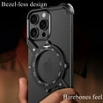 thumbnail image 5 of ELEHOLD Rugged Case For iPhone 15 Pro Max, Compass Design Ring Stand Heat Dissipation Protective Alloy Bezel Magnetic Mag Safe Case Cover for iPhone 15 Pro Max,Gold, 5 of 9