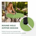 thumbnail image 6 of Fruit Green Round Outdoor Tablecloth with Umbrella Hole Zipper, Farmhouse Solid Green Color Modern Art Elastic Fitted Table Cover, Waterproof Table Cloth for Patio Picnic Party Fits 54"-60", 6 of 9