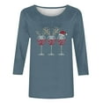 thumbnail image 4 of VKOYWKM Christmas Tops for Women Funny Christmas Wine Glass Print Fall T-Shirts 3/4 Sleeve Casual Crew Neck Xmas Tunic Top, 4 of 4