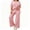 Pink, variant on Color Block Women Plus Size Casual 2 Pieces Lounge Sets Short Sleeve Tops and Wide Leg Pants