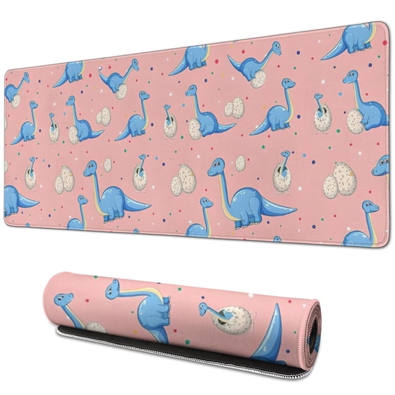 Long Mouse Pads for Desk,Pink Cartoon Dinosaurs Eggs Pattern Desk Mats on Top Of Desks, Desk Mouse Pad Extra Large with 3mm Non-Slip Base and Stitched Edge for Gaming,Office,Work,Home 31.5"x11.8"