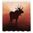 thumbnail image 3 of Ambesonne Moose Shower Curtain, Forest Antlers Wild Deer, 69"Wx84"L, Peach and Brown, 3 of 5