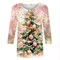 thumbnail image 6 of yoeyez Women Christmas Shirts Christmas Printed Funny Tshirts Xmas Holiday Tops Trendy Cute 3/4 Length Sleeve Round Neck Blouses, 6 of 6