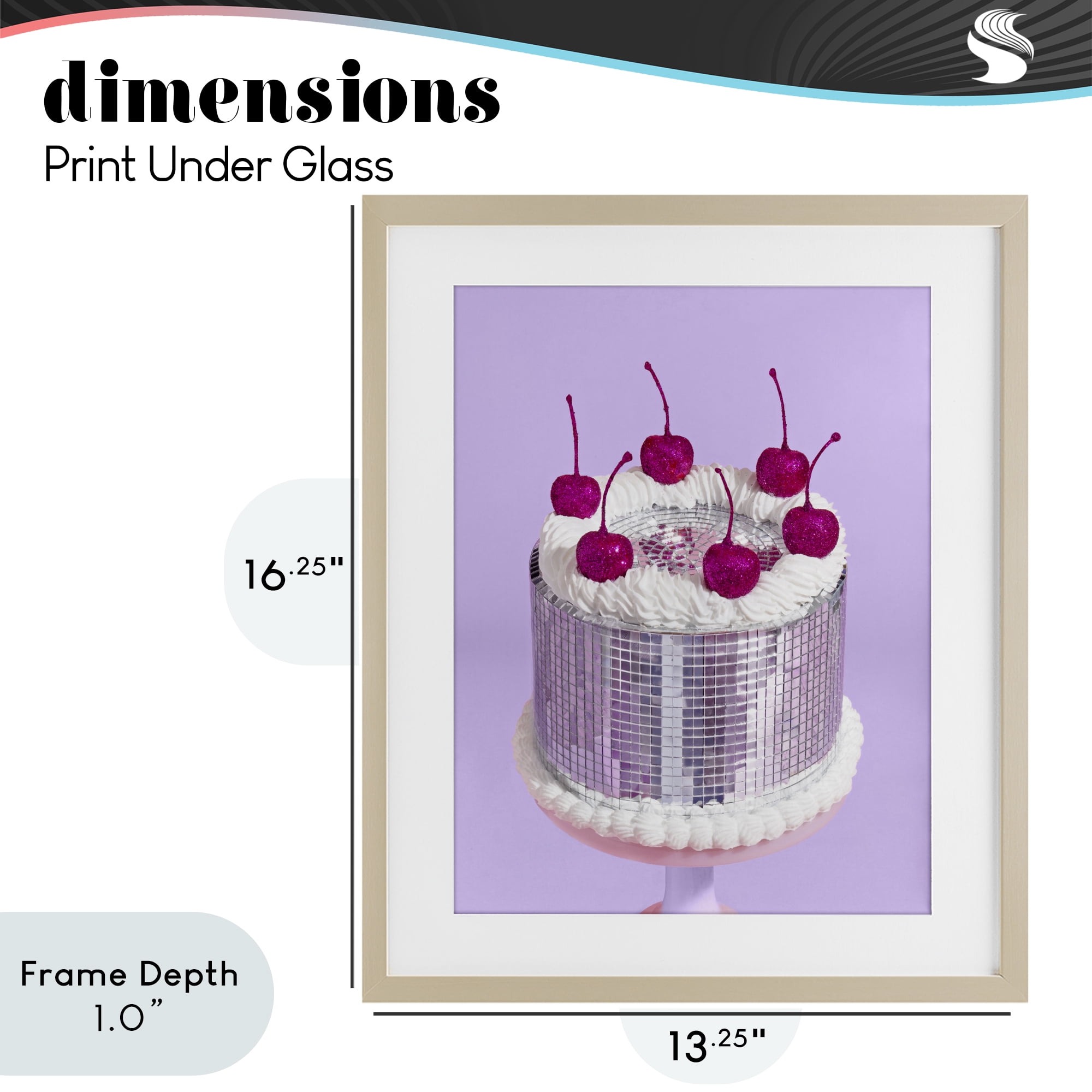 Stupell Industries Gleaming Disco Cake Birch Framed Print Under Glass, design by LISH Creative