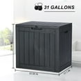 thumbnail image 3 of Gianna 31 Gallon Resin Deck Box, Waterproof UV Resistant Outdoor Storage Box for Garden, Indoor，Wisteria Black, 3 of 6