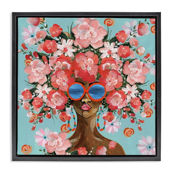 Stupell Industries Eclectic Sunning In Florals Black Floating Frame Canvas Art, 18 x 18, by Yvette St. Amant