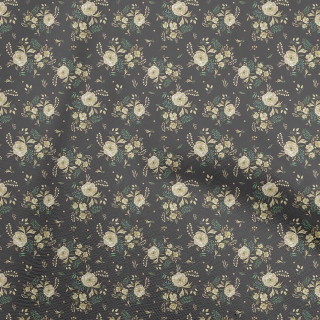 oneOone Polyester Spandex Gray Fabric Floral Sewing Craft Projects Fabric Prints By Yard 56 Inch Wide