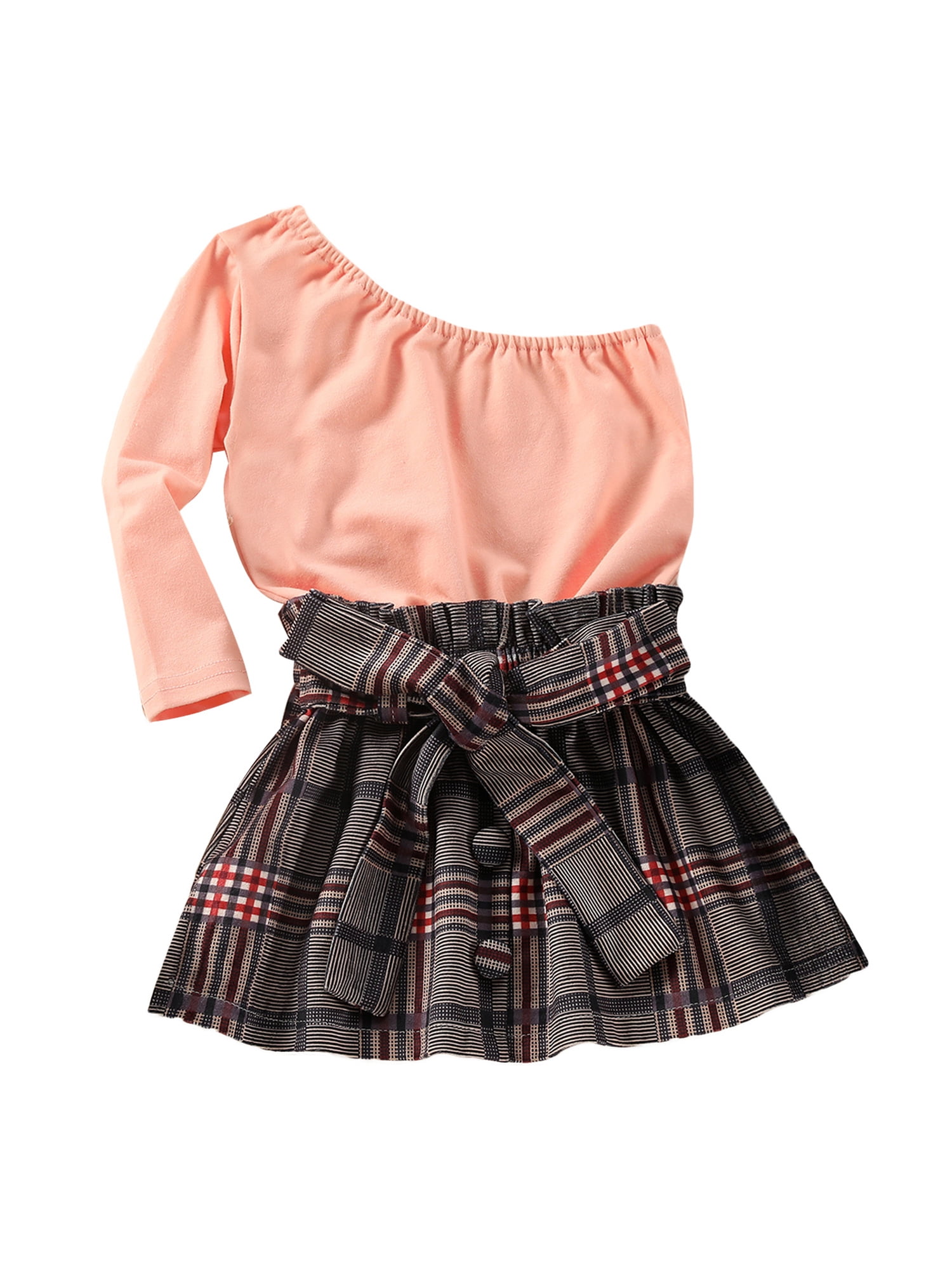 Canrulo Toddler Baby Girl Autumn Outfits One Shoulder Long Sleeve Tops