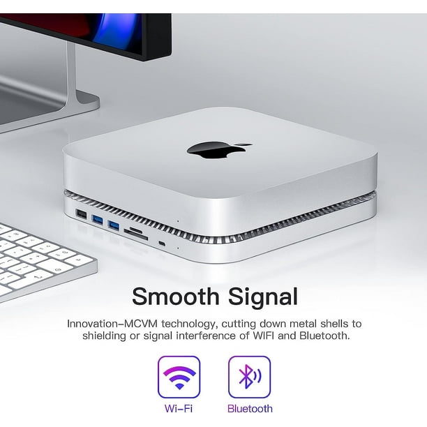 Aluminum USB C Hub Docking Station for Mac Mini, with Hard Drive Enclosure