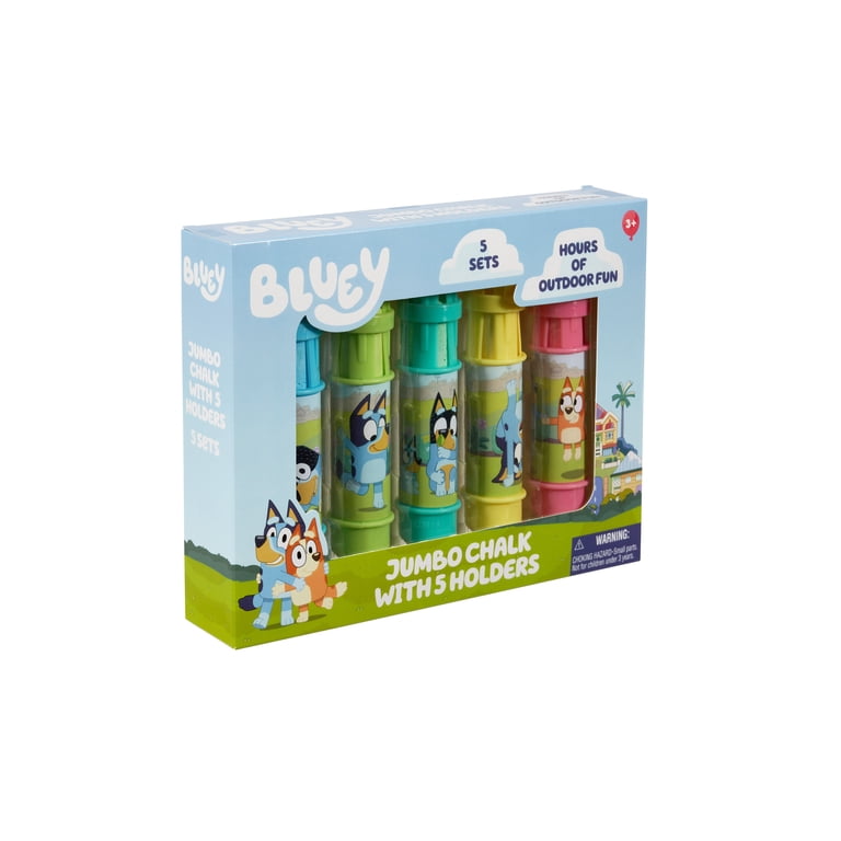 Little Kids Inc Bluey Official 5-Piece Chalk Set with Holders for
