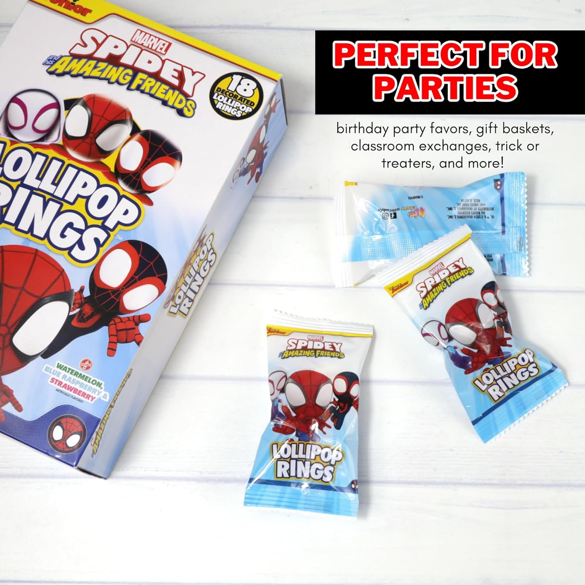 Imaginings 3's Lollipop Rings, Birthday Party Favor Candy, 18 Count, 7.61 Ounce Box