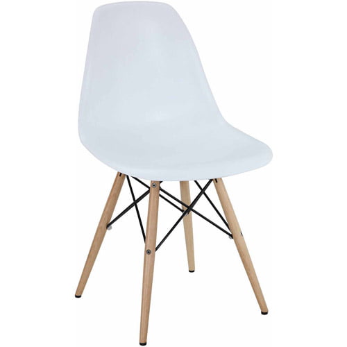 EEI-182-WHI Modway Pyramid Dining Armchair with Natural Wood Legs in White Modway Inc