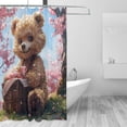thumbnail image 2 of Rateoe Romantic Floral Bear Shower Curtain - Fancy Bathroom Shower Curtain Sets - Waterproof Shower Curtain with Hooks with 12 Plastic Hooks 72x72 Inches, 2 of 5