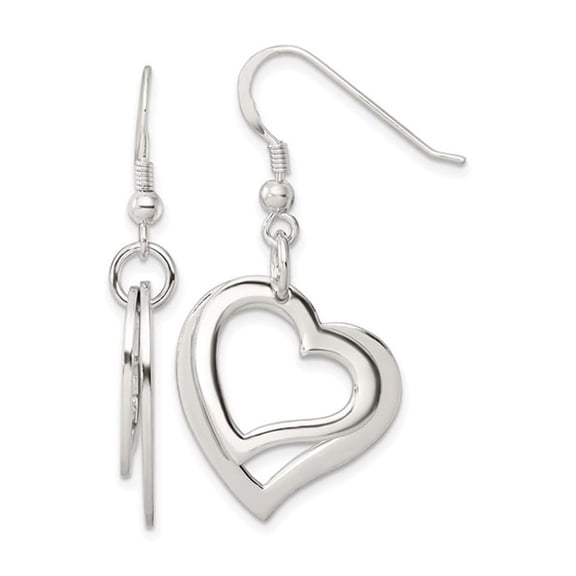 Gem & Harmony Sterling Silver Open Heart Dangle Earrings for Women