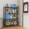 thumbnail image 5 of Lifetime Appliance Parts 4-Tier Foldable Storage Shelf with Wheels - Metal Collapsible Shelving Unit Display, Rolling Cart for Books Kitchen Storage Shelves, Pantry & Closet Organizer - BLACK, 5 of 7