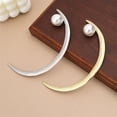 thumbnail image 3 of Fvsianol Hair Stick Faux Pearl Hair Fork Women Hair Fork Ancient Style Faux Pearl Decor Non slip Hair Ornament Alloy Moon Shaped Hair Jewelry, 3 of 8