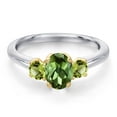 thumbnail image 3 of Gem Stone King 925 Silver and 10K Yellow Gold Green Tourmaline and Green Peridot Engagement Ring for Women | 1.11 Cttw | Oval 7X5MM | Gemstone October Birthstone | Size 5, 3 of 6