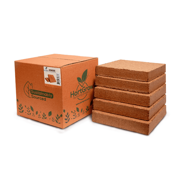 Coco coir blocks - GrowSure blend (5x1 kg), expands to 2.5 cu ft