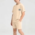 thumbnail image 3 of HAOTAGS Boys Outfit Sets, Casual Letter Print Short Sleeve Tees + Elastic Waist Shorts Summer Shorts Beige Size 0 Years, 3 of 3