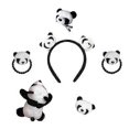 thumbnail image 1 of Paquete de 6 diademas de panda, pinzas para el pelo, broches, tocados, animales de peluche suave, decoración, blanco y negro, talla única para todos., 1 of 5