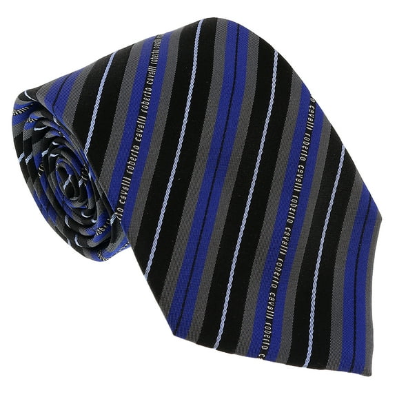 Roberto Cavalli ESZ047 04517 Royal Blue Regimental Stripe Tie for Mens