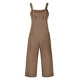 thumbnail image 3 of WREESH Womens Baggy Overalls Fashion Summer Solid Color Casual Sleeveless Suspender Jumpsuit Coffee, 3 of 6