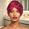 thumbnail image 2 of lnmuld Solid Satin Turban Head Wrap Pre-Tied Stretch Silky Head Scarf for Women Size:One Size, 2 of 4
