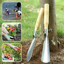 Garden Shovel 2Pack, New Garden Hand Trowel Small Gardening Hand Tools Shovels, Manganese Steel Garden Trowel with Wooden Handle for Planting Digging Transplanting (Flat Shovel Sharp Shovel)