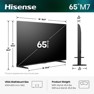 Hisense 65" Class M7 Series Mini-LED 4K UHD Smart Google TV (65M7QG, 2025 Model) - MiniLED, Hi-QLED, HDR10+