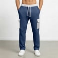 thumbnail image 7 of Relaxed Fit Drawstring Cargo Pants for Men Waffle Knit Textured Trousers Side Pockets Breathable Bottoms Casual Lounge Home-wear, 7 of 7