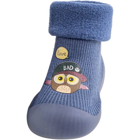 

QWZNDZGR Non-Slip Rubber Sole Shoes for Girls Boys Rainbow Stripe Moccasins Baby Girls Anti Slip Socks with Cute Bows