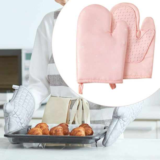 Mitts de horno de silicona, guantes de cocción para hornear versátiles de guantes de aislamiento fácil de usar guantes de cocina para barbacoa por Rosa