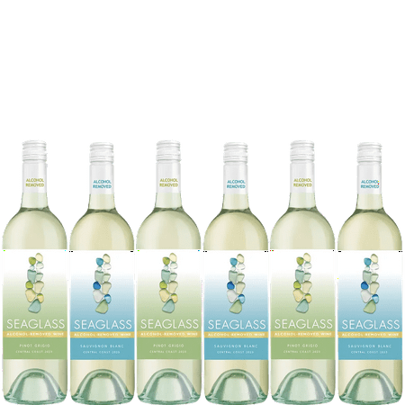 Seaglass Alcohol-Removed Pinot Grigio & Sauvignon Blanc – Refreshing Non-Alcoholic White Wines – 750ml Bottles - 6 Pack