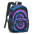 thumbnail image 2 of Blue and Purple Tie Dye Pattern 17" Waterproof Oxford School Backpacks for Teens, S-Shape Padded Straps, for School, Travel, Hiking, Camping, 2 of 5