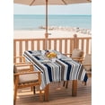 thumbnail image 2 of Outdoor Tablecloth with Umbrella Hole for Patio/Picnic/Party/Camping, Grey Navy Blue Striped Waterproof Table Cloth Rectangle Table Cover Washable, Farmhouse Stripes Modern Abstract Art (60"x 102"), 2 of 8