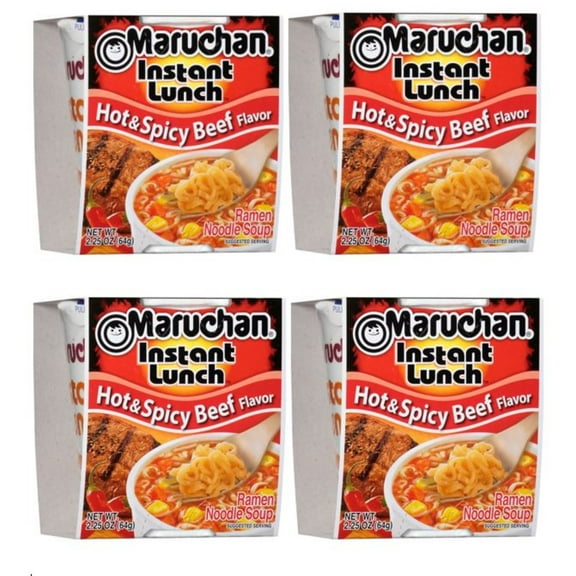 Maruchan Instant Lunch Hot & Spicy Beef Flavor Ramen Noodle Soup, 2.25 oz, Pack of 4