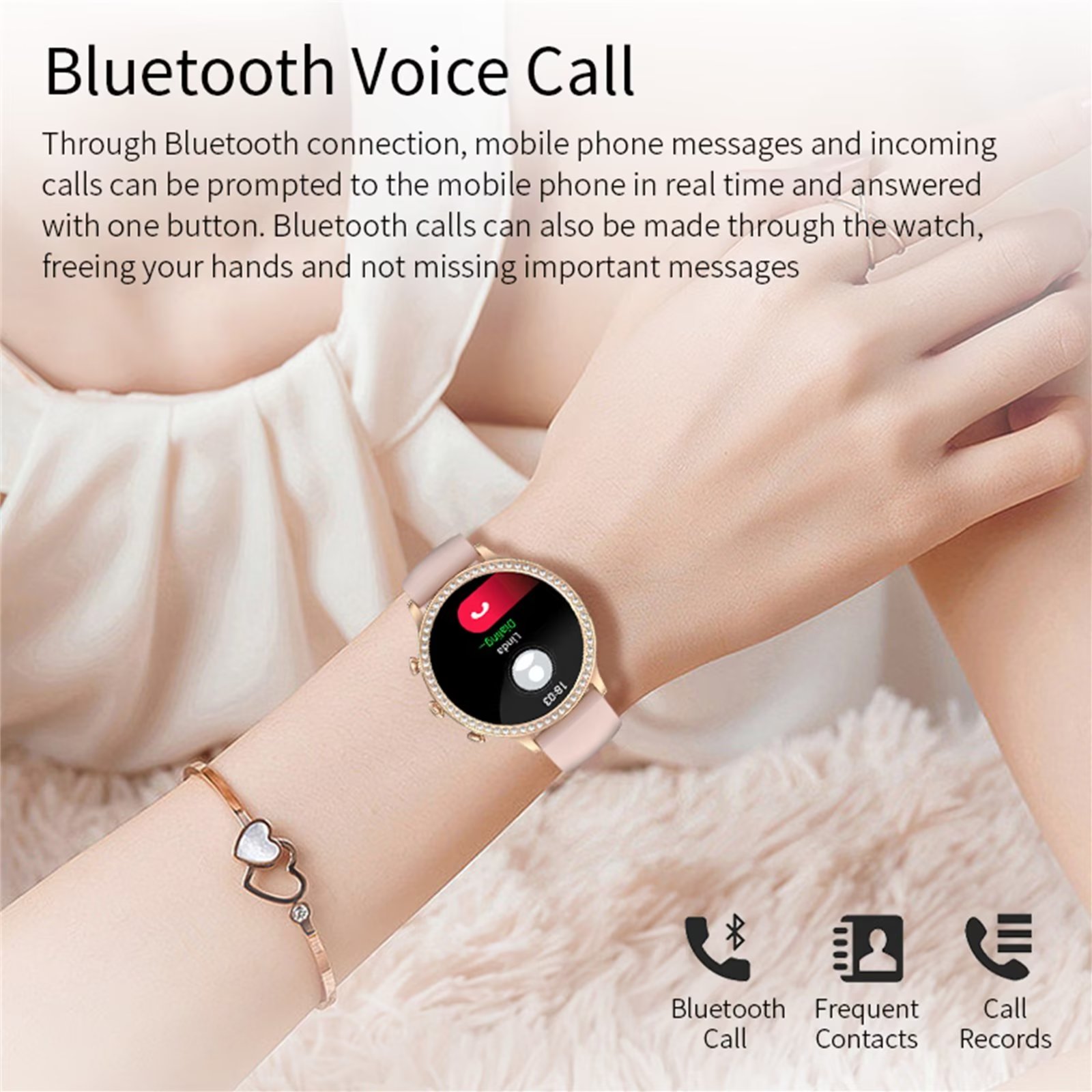 LIGE Women Smart Watches for Android iPhone Bluetooth Call Custom Dials Smartwatch Golden - image 5 of 11