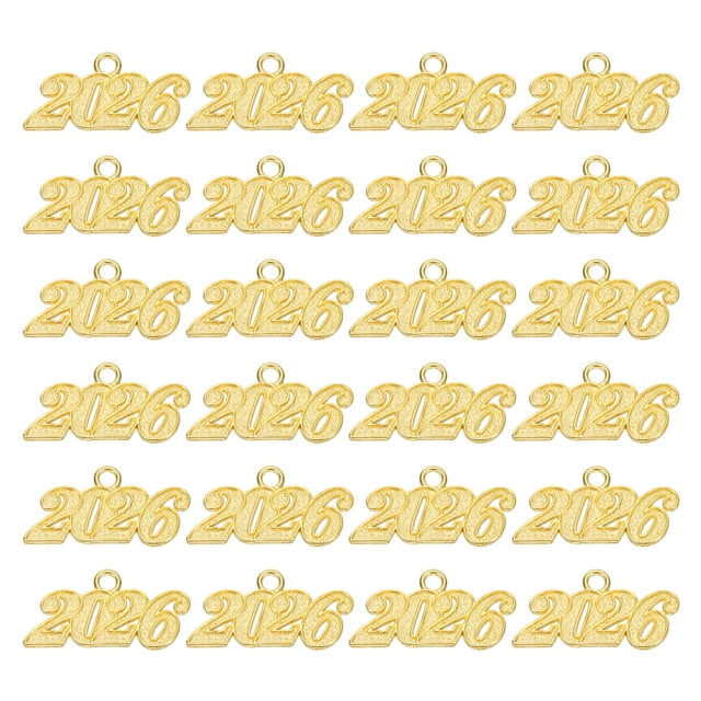 Encanto de Borlas de Graduación Uxcell 2026, 24 Pcs Encanto de Letras Medianas de Aleación, Oro