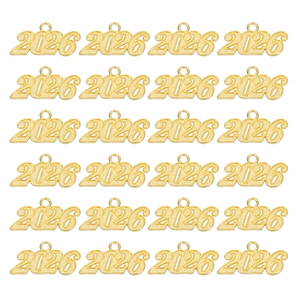 Encanto de Borlas de Graduación Uxcell 2026, 24 Pcs Encanto de Letras Medianas de Aleación, Oro