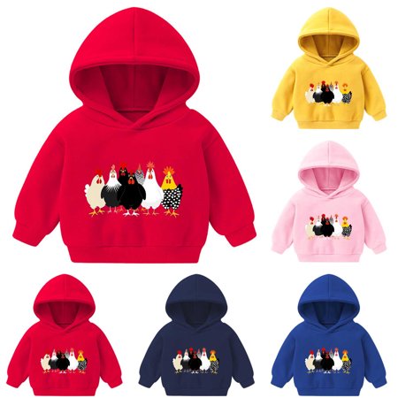 DxhmoneyHX Toddler Girls Clothes Cute Chicken Christmas Sweatshirts Soft Comfy Warm Long Sleeve Pullover Sweatshirts Graphic Hoodies Size 5 Years