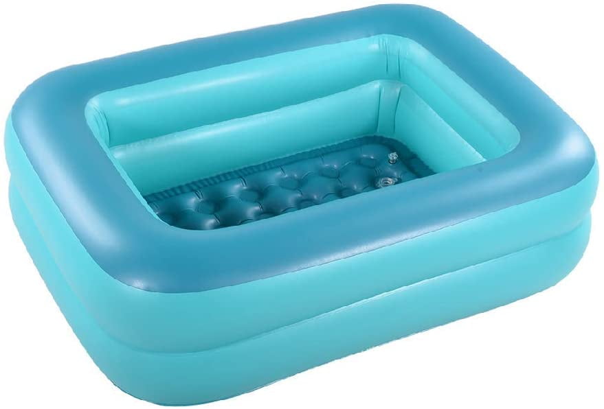 HIWENA Inflatable Kiddie Pool, 45" Green Kids Swimming Pool Summer Water Fun Bathtub with