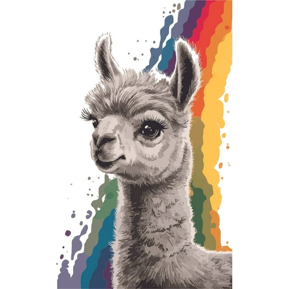Cute Alpaca Rainbow Animal Jungle Wild Adventure Fun Colorful Animals Forest Creature Wall Art Sticker Designs Vinyl Stickers For Home House Walls Rooms Windows Bedroom Decoration Size (16x20 inch)