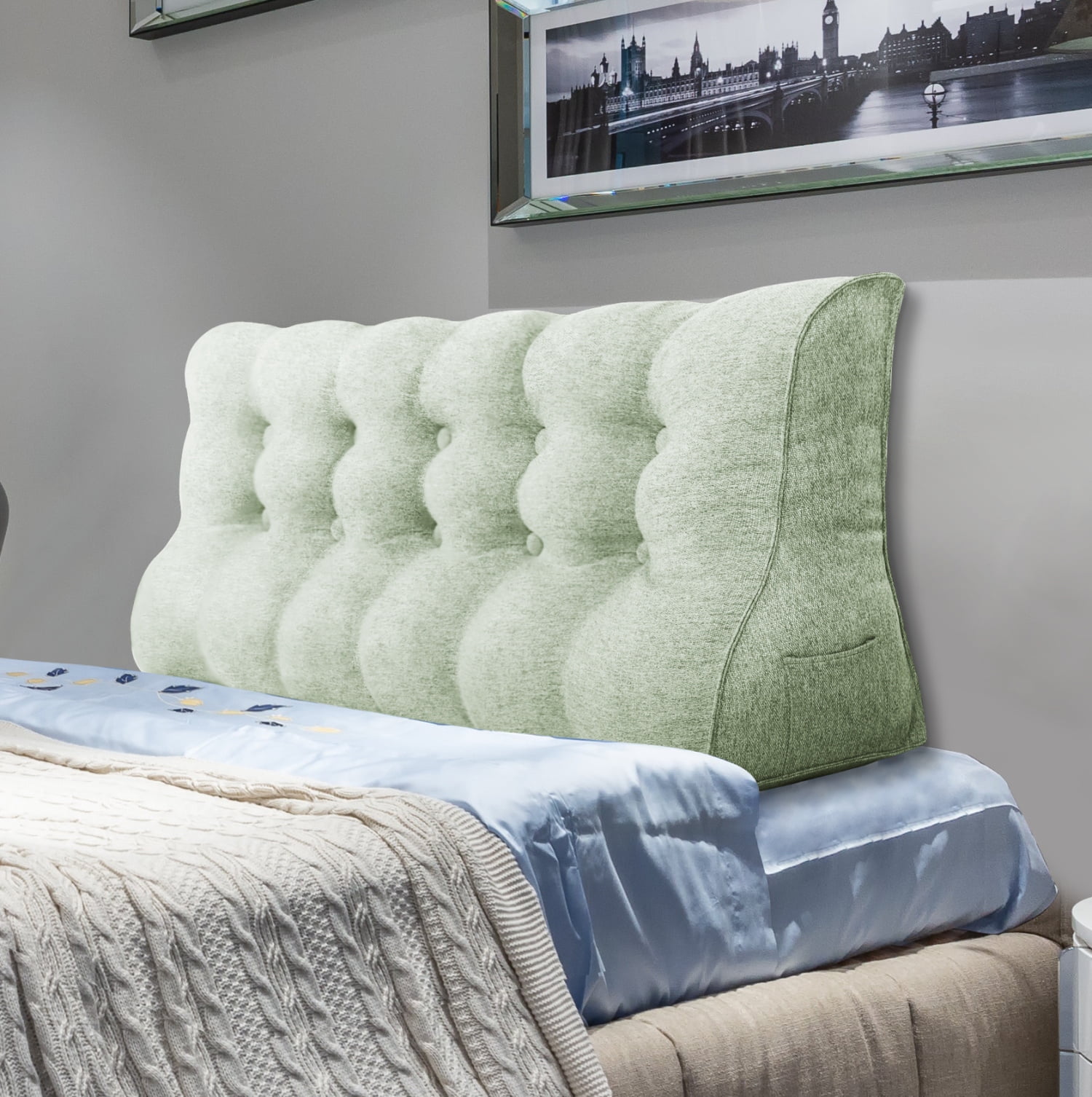 WOWMAX Multifunctional Upholstered Headboard Pillow, Wedge Headboard