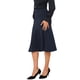 thumbnail image 4 of Faldas acampanadas de cintura alta INSPIRE CHIC para mujeres, falda midi de color sólido de negocios casual de los años 1950, color azul marino, 4 of 6