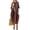 Brown, variant on Women's Full Size Casual Midi Dress Loose Fit Round Neck with Pockets Soft Drape 100% Polyester Machine Washable