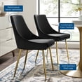 thumbnail image 5 of Side Dining Chair, Set of 2, Velvet, Metal Steel, Gold Black, Modern Contemporary Urban Design, Kitchen Room Cafe Bistro Restaurant Hospitality, 5 of 10
