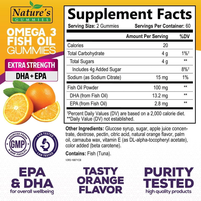 Nature's Gummies Omega 3 Fish Oil Gummies, Extra Strength, 120