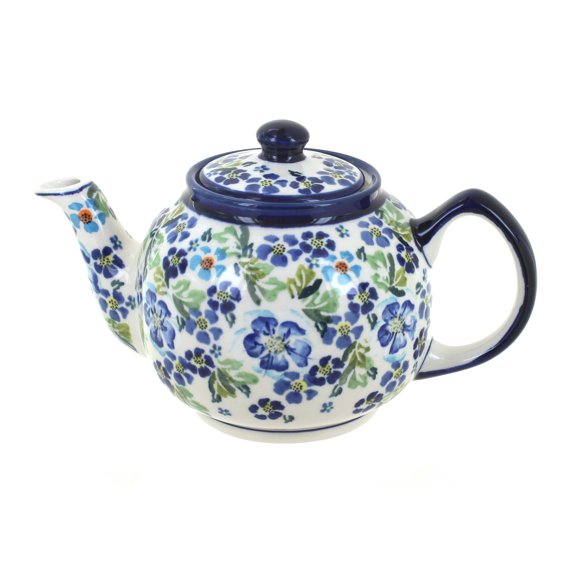 Blue Rose Polish Pottery Vintage Violet Medium Teapot