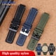 thumbnail image 5 of Correa de reloj deportiva de lona de 24 x 16 mm con base de cuero para TIMEX T2N720 T2N721 TW2R55500 TW2T76500, correa de reloj marrón y verde militar, 5 of 5